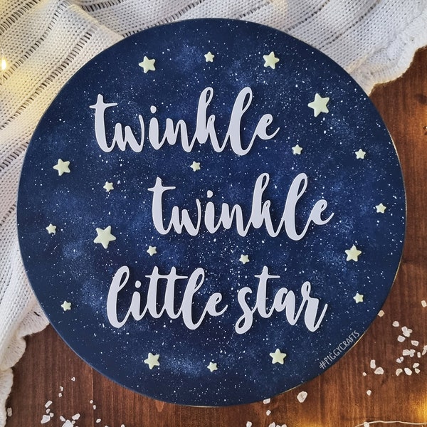 Twinkle Twinkle kleiner Stern | Kinderzimmer | Baby-Dusche-Geschenk | Weltall-Thema | Neugeborenen Geschenk | Leuchtet im Dunkeln | Fluoreszierende Sterne