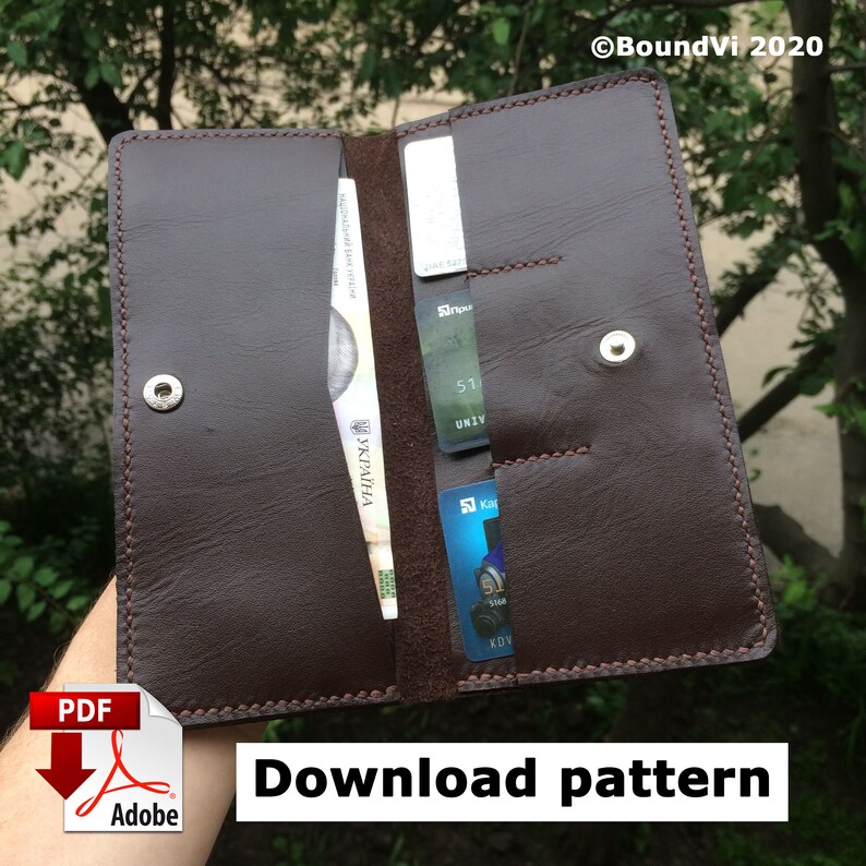 Download PDF long wallet leather / leather pattern / Template wallet / | Etsy