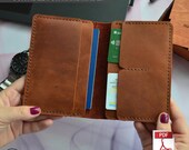 PDF  wallet leather, leather pattern, Template wallet,  Long Wallet PDF, Document holder, man wallet template, pattern pdf wallet, tutorial