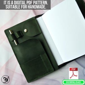 Leather Journal Cover A5 Pattern – Digital PDF Template for DIY notebook, Planner, Travelbook – Handmade Leathercraft Project, PDF Template