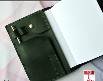 Leather Journal Cover A5 Pattern – Digital PDF Template for DIY notebook, Planner, Travelbook – Handmade Leathercraft Project, PDF Template
