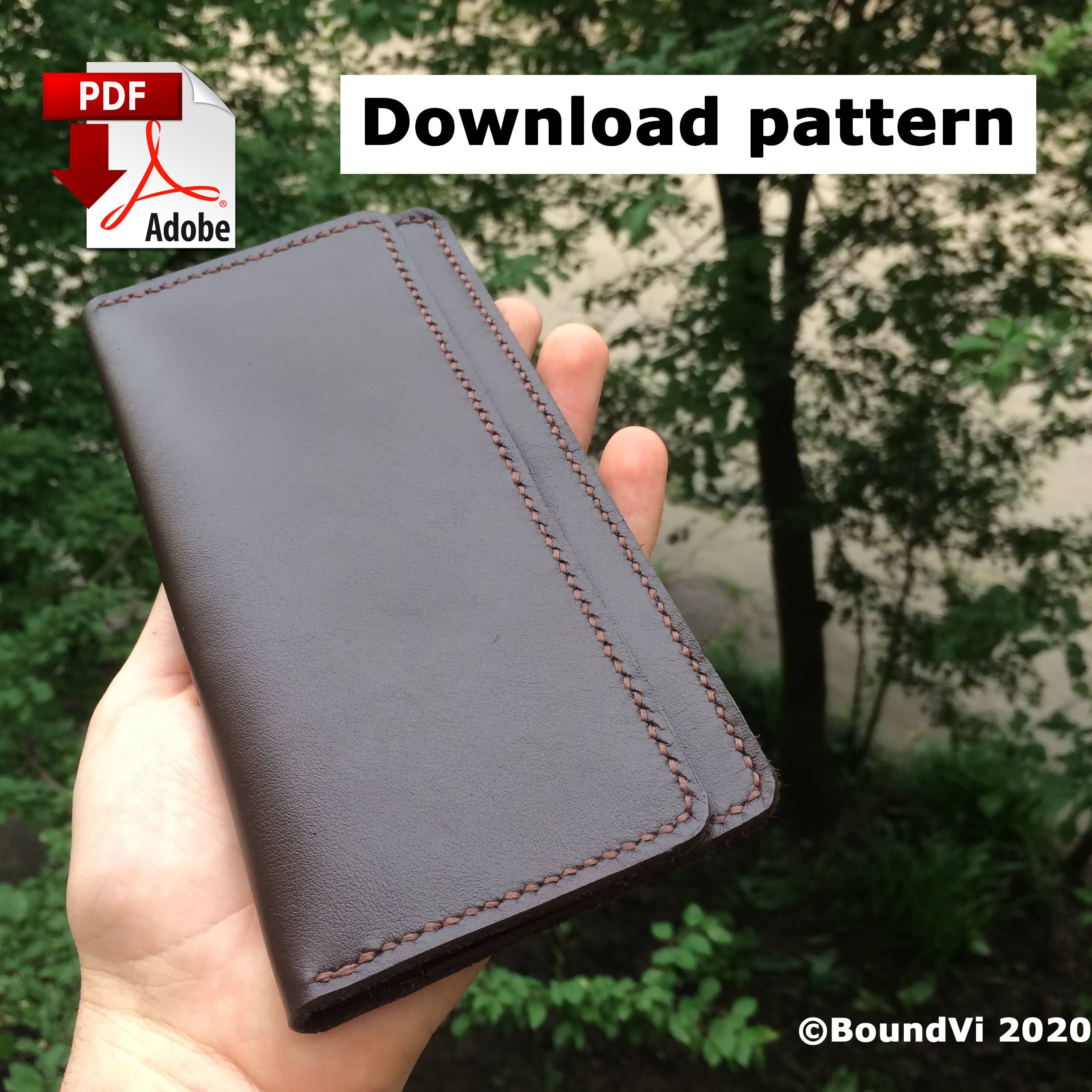 PDF Wallet Leather / Leather Pattern / Template Wallet / Long 