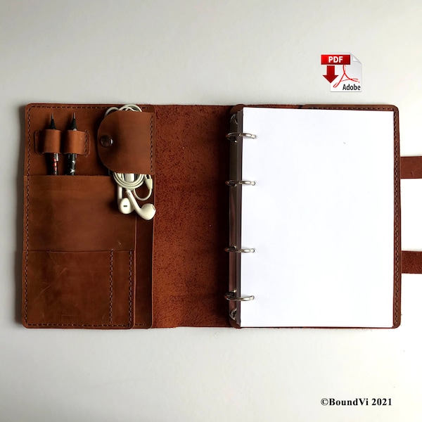 Template leather notebook, Leather Notebook A5 Pattern, PDF pattern, Travelbook PDF, Leather Organizer pattern, leather journal, template