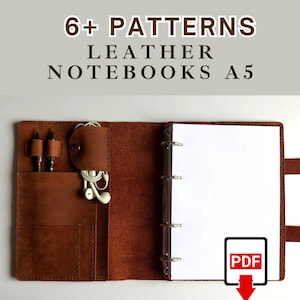 Leather Notebook Cover Pattern | A5 Journal PDF Template | DIY Travelbook Cover | Handmade Planner | Digital Leather Crafting Pattern Set