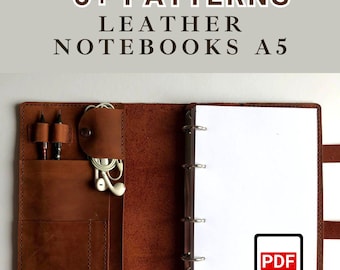 Leather Notebook Cover Pattern | A5 Journal PDF Template | DIY Travelbook Cover | Handmade Planner | Digital Leather Crafting Pattern Set