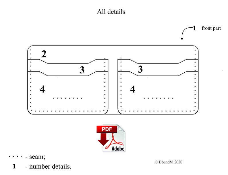 Бифолд выкройка из кожи pdf PDF wallet leather / pattern bifold / leather pattern / Etsy