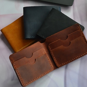 Cartera de hombre de cuero minimalista, monedero de cuero, mini billetera de cuero, billetera de cuero personalizada, billetera de cuero pequeña, billetera de bolsillo