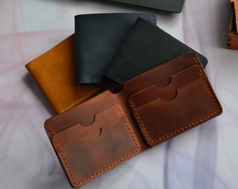 Cartera de hombre de cuero minimalista, monedero de cuero, mini billetera de cuero, billetera de cuero personalizada, billetera de cuero pequeña, billetera de bolsillo