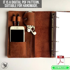 Modelo de caderno de couro, Padrão de caderno de couro A5, Padrão de PDF, PDF de livro de viagem, Padrão de organizador de couro, modelo de diário de couro PDF