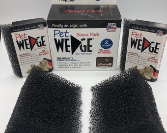 Pet Wedge-  Pet Hair Remover Bonus Pack includes 2 Pet Wedges and 2 Mini- Pocket 100% Made In The USA