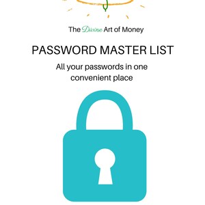 Organizador de lista mestre de senhas, lista mestre de senhas para impressão, organizador de senhas para impressão em PDF, tamanho carta dos EUA, editável. Preenchivel