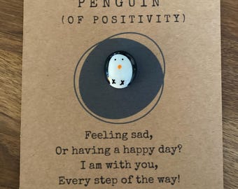 Pocket penguin. Worry rock. hug. Help for anxiety, positive pet, fidget, comfort, stress relief, ADHD, handmade painted smooth stone
