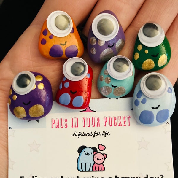 Comfort pebble-Mini monsters/ loveable minis/ mini hugs/ comfort pals/ play pals/ pals in your pocket/pocket monster/ worry rock/ fidget pet