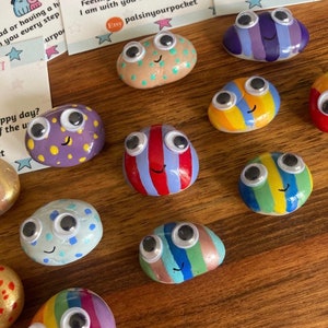 Pocket pal for worries, gift for anxiety,  rainbow rock, comfort pebble pal, separation, sleep worries, mental health, worry pebble.