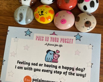 Pocket worry stone , animal pal, worry and anxiety relief, mindfulness, pocket stone, kids with worries, care gift, pick me up gifts-pal