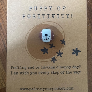 Puppy van positiviteit! nieuwe puppy-dierenvreugde! Comfortabele kiezelsteen, zorg- en trooststeen op zak, maatjes in je zak, hulp bij angst