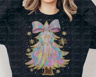 Iridescent Christmas Tree PNG: Glitter Sublimation Design (Digital Download)