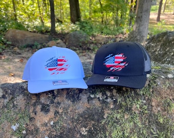 Freedom Trucker Hat | Patriotic USA Flag Hat | Embroidered American Flag Cap | Richardson 112 Snapback | Men’s Women’s USA Hat