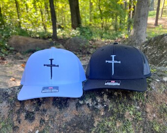 Cross Trucker Hat | Christian Embroidered Hat | Minimal Faith Cap | Richardson 112 Snapback | Men’s Women’s Cross Hat