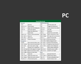 Excel Shortcuts Sticker (PC)