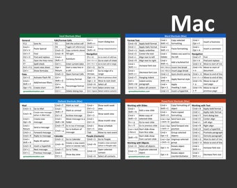Large Office Shortcuts Stickers (Mac) 3" x 5" Sticker for Laptop or desk