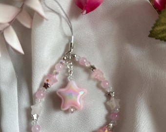 Light pink star charm for cell phone, bags, camera, backpack, range finder