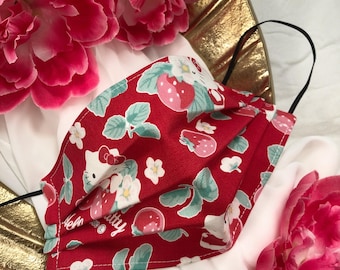 Adult Double Layered Face Mask | Red Strawberry