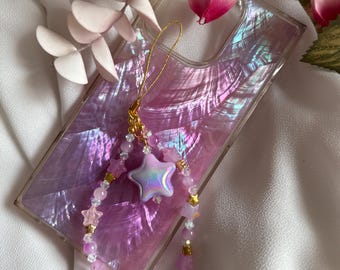 Light purple star charm for cell phone, bags, camera, backpack, range finder
