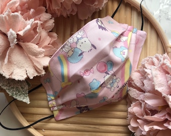 Oxford Cotton Double Layered Adult Face Mask | Pink Rainbow