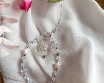 Iridescent star & cloud charm for cell phone, bags, camera, backpack, range finder