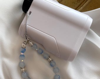 Blue pearl/silver charm for cell phone, bags, camera, backpack, range finder
