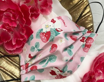 Adult Double Layered Face Mask | Pink Strawberry