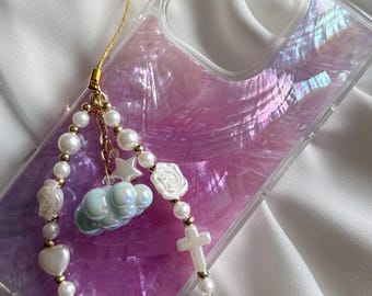 Cross with roses charm for cell phone, bags, camera, backpack