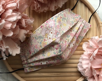 Creme Floral Adult Face Mask | Oxford Cotton