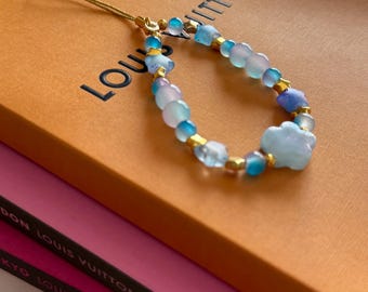 Blue star/gold charm for cell phone, bags, camera, backpack, range finder