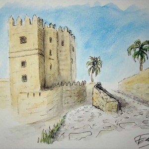 Aquarell-Karte  "Römischer Brückenturm"