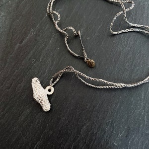 Handmade Brass Pendant Necklace, White Lacquered, Japanese Metalwork Artist, Silk & Gold Polyester Thread Necklace, Seiko Obara, Gift