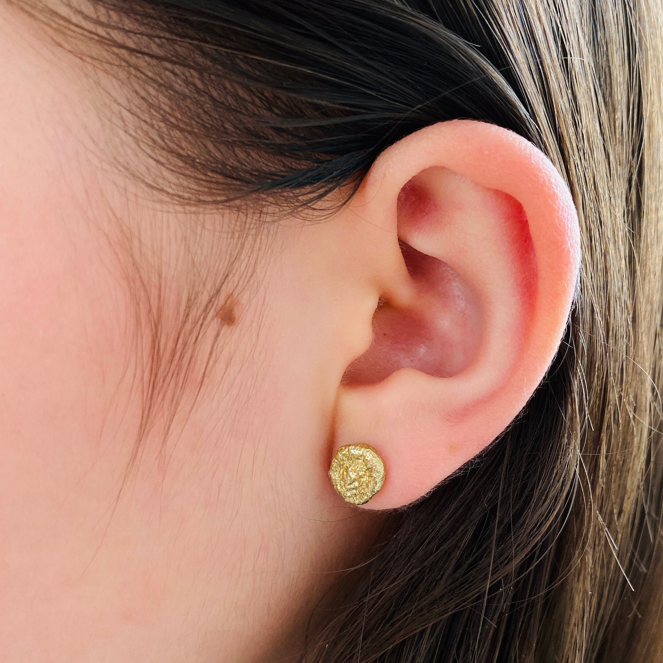 Japanese Stud Earrings Handmade Brass 14K Gold Fill Etsy