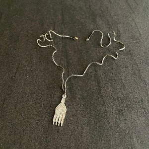 Colar de latão feito à mão, colar de fio de seda, pingente em forma de garfo, colar com pingente branco, Seiko Obara, joias japonesas, presente