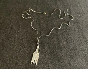 Handmade Brass Fork Pendant Necklace: Japanese Silk Thread Jewelry