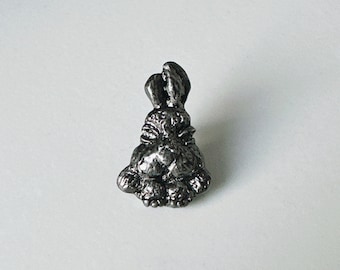 Japanese Rabbit Pin: Antique Silver Hare Brooch, Made in Japan