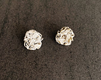 Handmade Brass Earrings: White Lacquer 14k Gold Fill Studs
