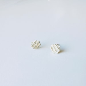 Japanese Handmade Brass Earrings 14k Gold Fill Stud White Lacquered Seiko Obara