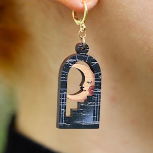 Mond Ohrringe 18k Vergoldet Holzschmuck Ohrringe Himmlische Ohrringe Mond Ohrringe Statement Ohrringe Himmlischen inspiriert Schmuck