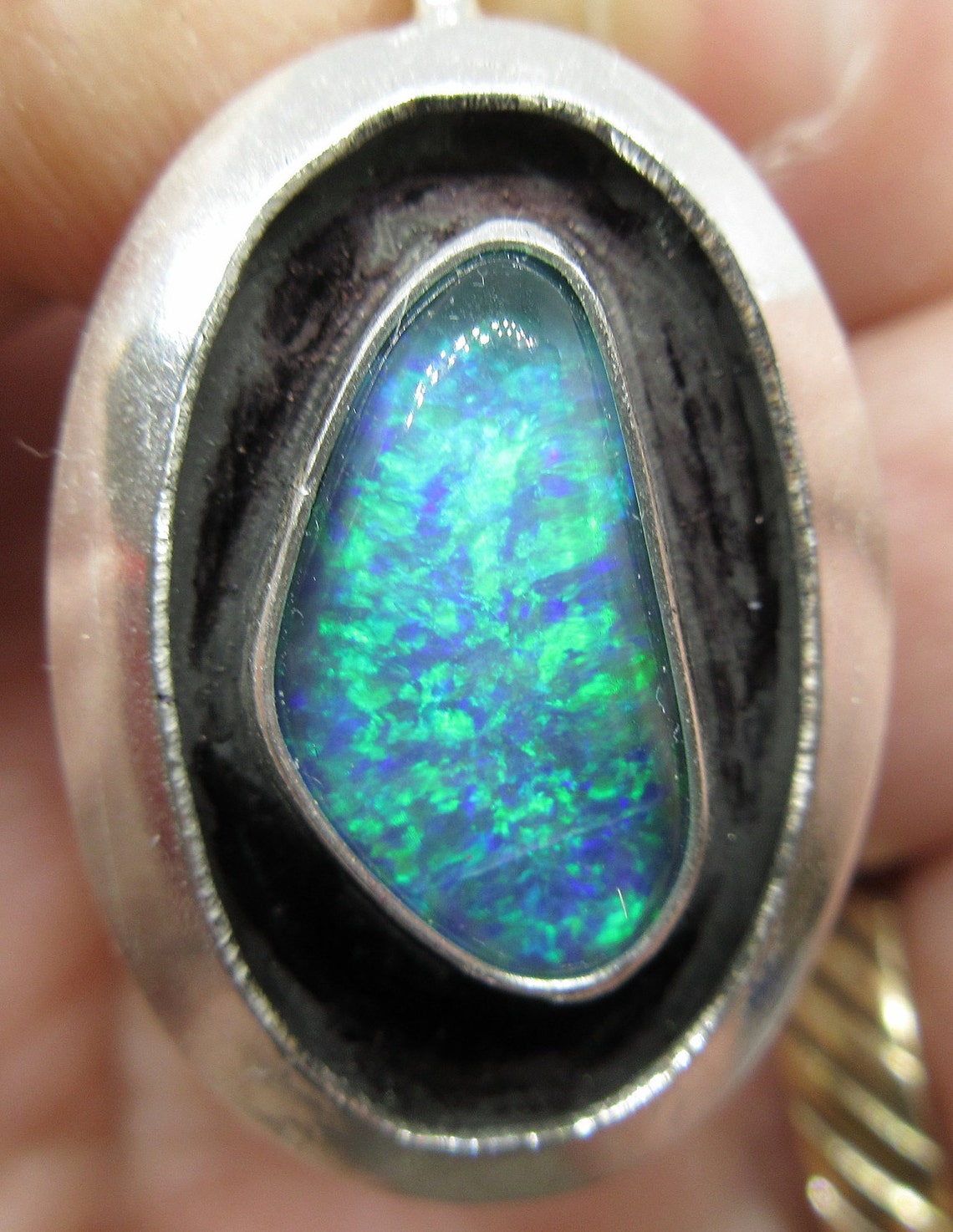 BlueGreen Australian Opal Pendant Etsy
