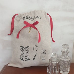 Sac de rangement collants  et chaussettes en lin pailleté modèle Penelope