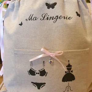 Customizable Alienor model lingerie pocket bag in sequined linen