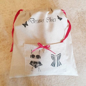 sac pochette rangement lingerie   en lin pailleté. Personnalisable                  modèle Alienor