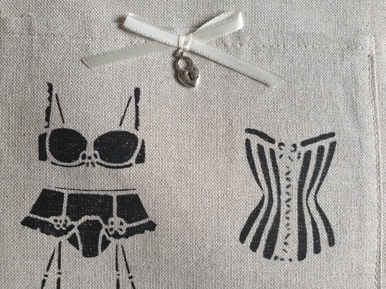 Customizable Alienor model lingerie pocket bag in sequined linen