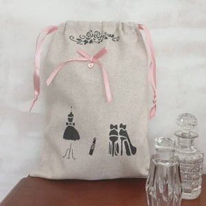 Sac de rangement collants  et chaussettes en lin pailleté modèle Cassiopée